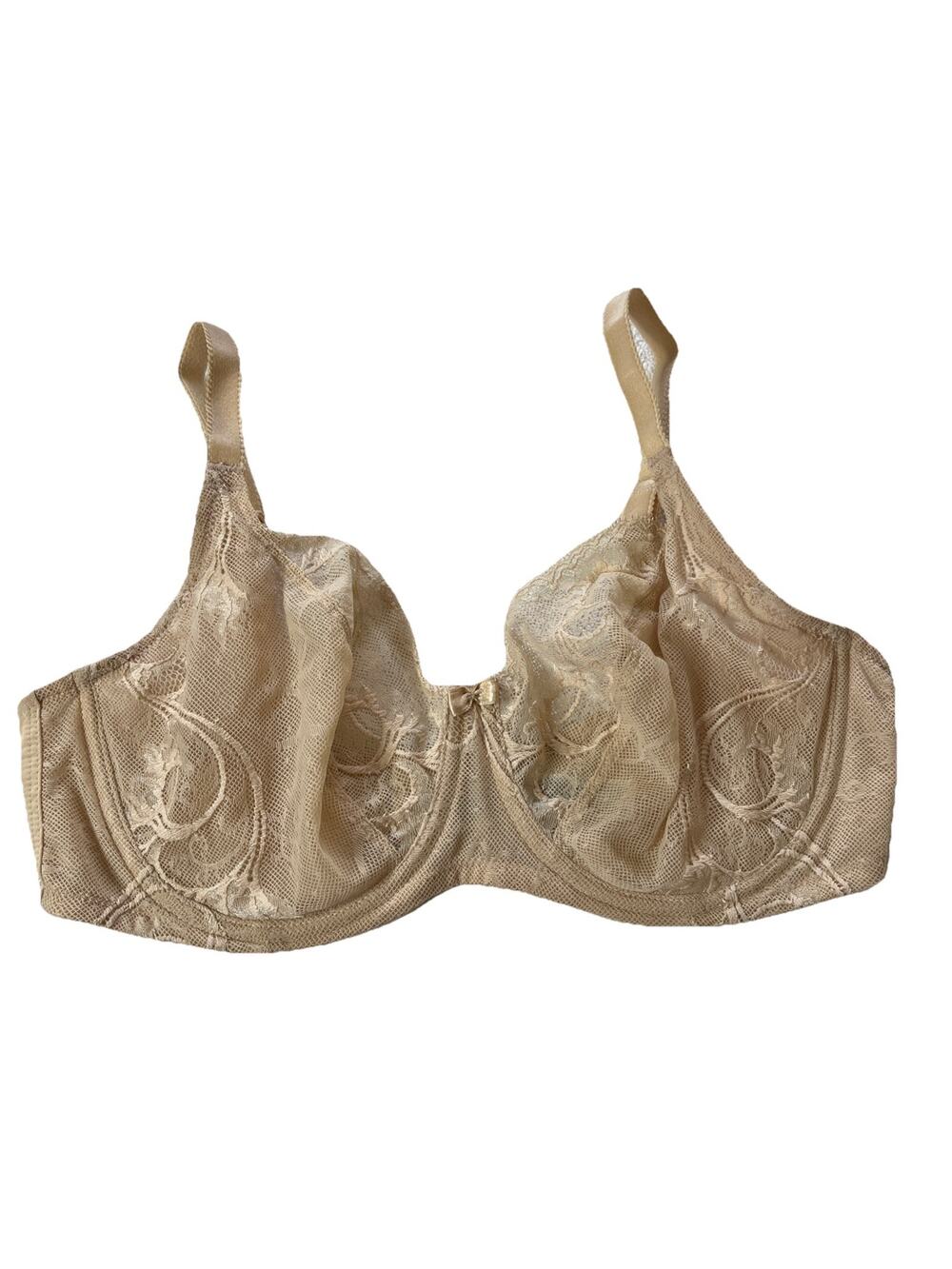 Waicoal Women's 34DD Beige Style 855264 Sheer Lace Full Coverage Underwire Bra